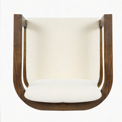 Outdoor Dining Chair Set of 4 with Curved Acacia Wood Arms with Cushions