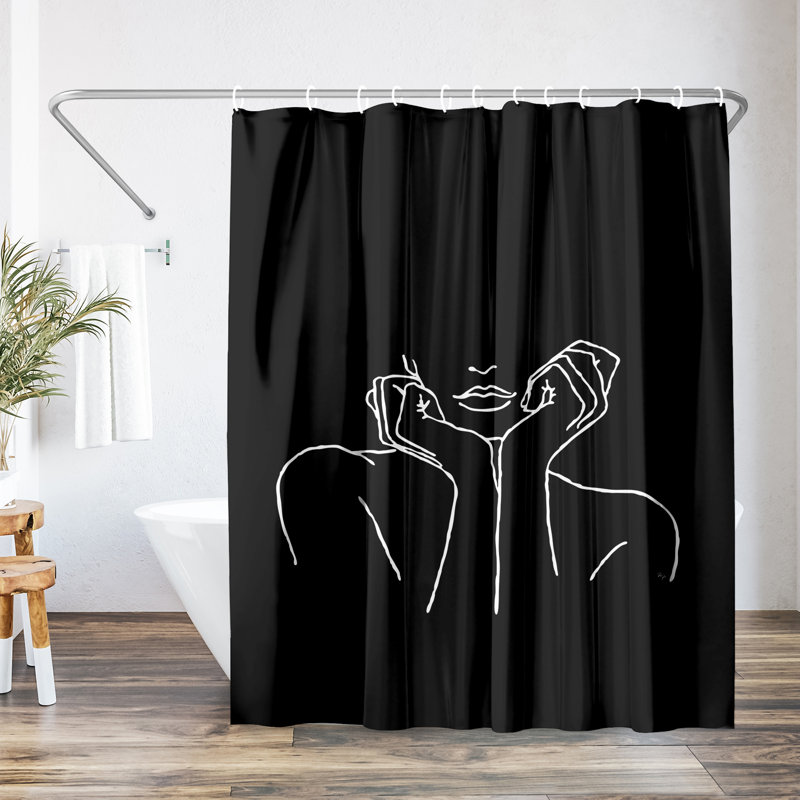 Rideau de douche abstrait abstrait noir de Martina