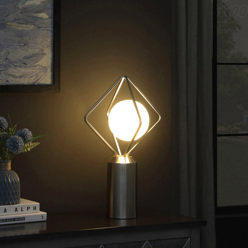 Table Lamp - Silver Finish, Metal Frame