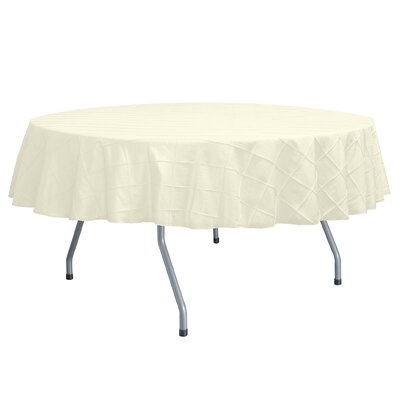 Ultimate Textile -2 Pack- Embroidered Pintuck Taffeta 72-Inch Round Tablecloth Ivory Cream -  2PKS-72R-115