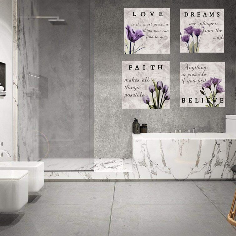 Red Barrel Studio® Purple Tulip Bathroom Decor Framed On Canvas Pieces  Print  Reviews Wayfair