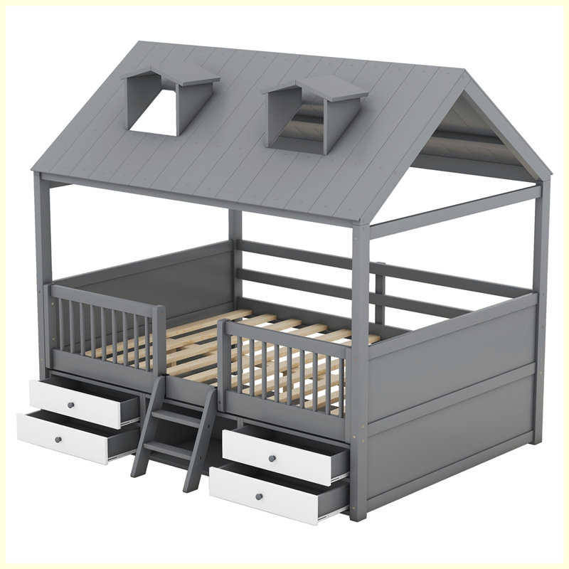 Structure de lit Modern, Gris, Double