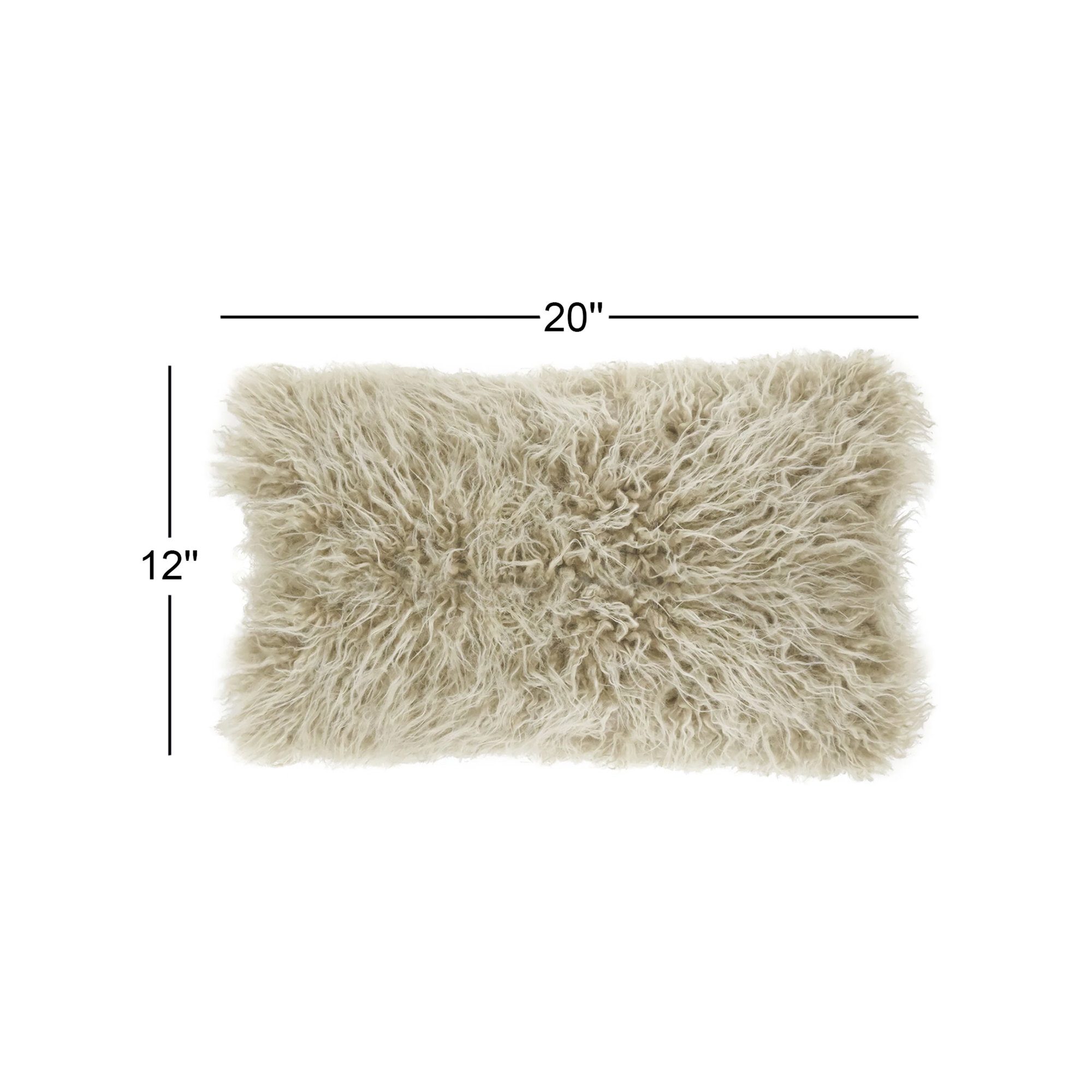 Faux Fur Lumbar Throw Pillow, 12"H x 20"W, Oatmeal
