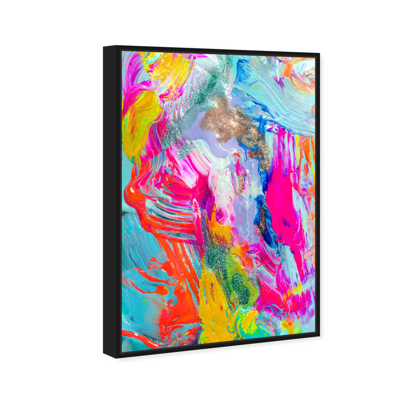 Abstract Its On - Print on Canvas, Black Framed, 45" H x 30" W x 1.5" D