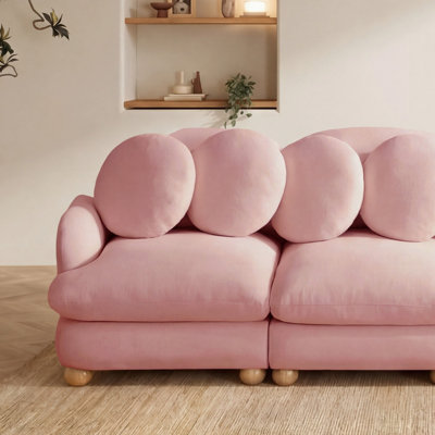 Canapé Comfy en chenille, canapé 3 places profond avec 4 coussins décoratifs, repose-pieds mobile, structure en bois massif pour le salon, la chambre à coucher