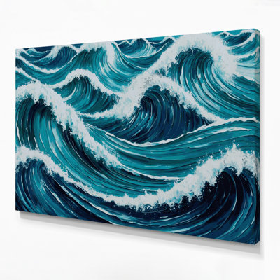Hawaiian Wave Curls Green Canvas Wall Art