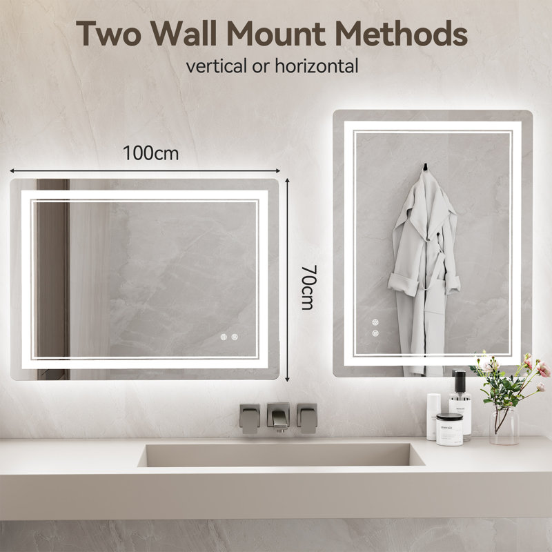 Aluminium Rectangle Mirror, 50cm W x 70cm D