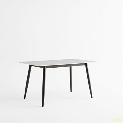 Large Rectangular Table With Strong Metal Base Modern Stone Dining Table For Kitchen 1.4M