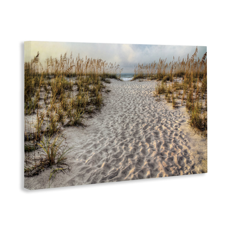 Chemin vers la plage, empreintes de pas sur toile, conception de Michael Cahill, H 16 po x l 24 po
