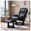 PU Leather Swivel Massage Recliner Chair with Ottoman, 10-Point Vibration Relax Armchair in Black