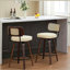 Tabourets de bar 26 po à hauteur de comptoir en rotin de 26 po avec dossier en canne et siège rembourré, ensemble de 2 tabourets de bar pivotants (noyer et beige)-1959029536