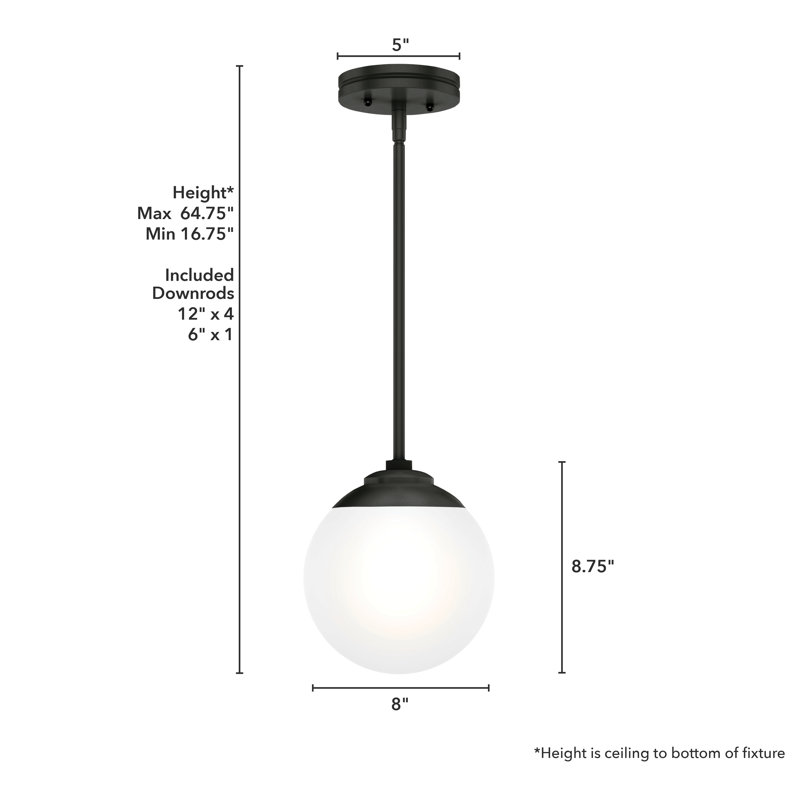 Matte Black and White Glass Globe Mini Pendant Light