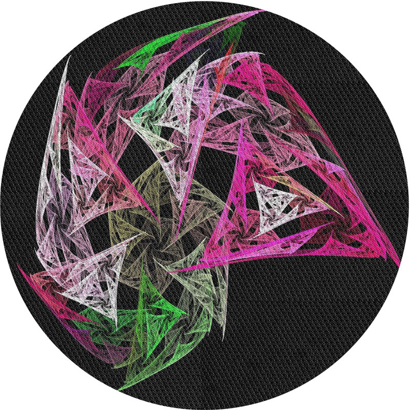 Tapis noir/vert/rose tissé à la machine, Rond 7 pi