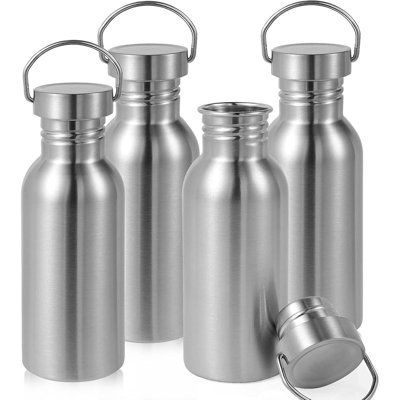 20 bouteilles d'eau en acier inoxydable à simple paroi - paquet de 4
