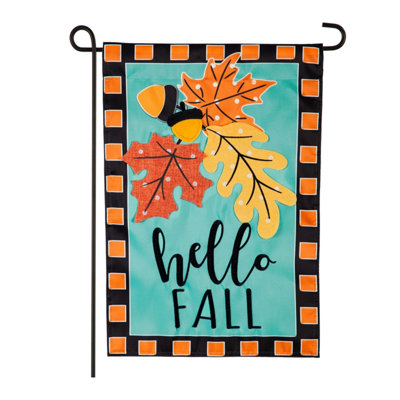 Drapeau de jardin Drylonasole Hello Fall Leaves 2-Face Nylon 15 x 9
