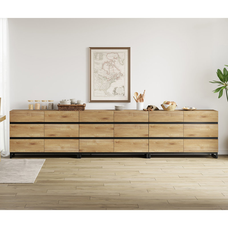Multifunctional Buffet Sideboards, 3 In 1 Modern Sideboard With 18 Drawers And Metal Base, Storage Cabinet For Kitchen, Coffee Bar Cabinet