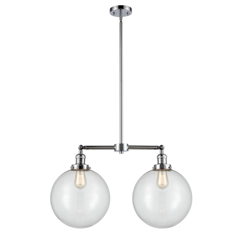 2 - Light Kitchen Island Pendant, Seedy, Polished Chrome
