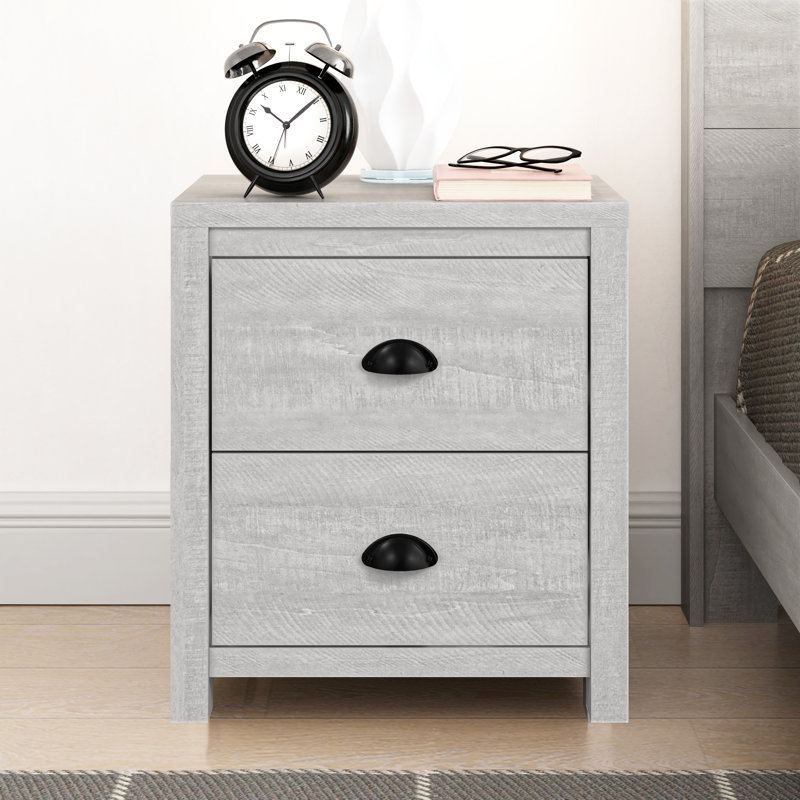 Isenbert Crissman 2 Drawer Nightstand, Dusty Gray Oak