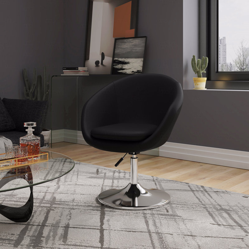 Swivel Function Lounge Style Accent Chair, Black