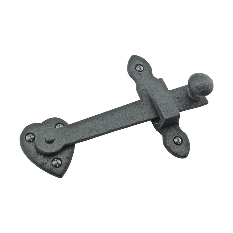 Verrou à bascule en fer forgé noir style cœur 4 po de hauteur avec quincaillerie