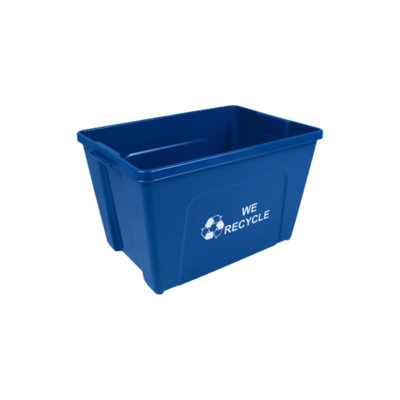 Sturdy Essentials Curbside 18 Gallon Blue Recycling Bin With Carrying Handles For Homes Or Businesses | Easily Recognizable From The Curb | High-capacity, Stackable - Single Unit - Blue