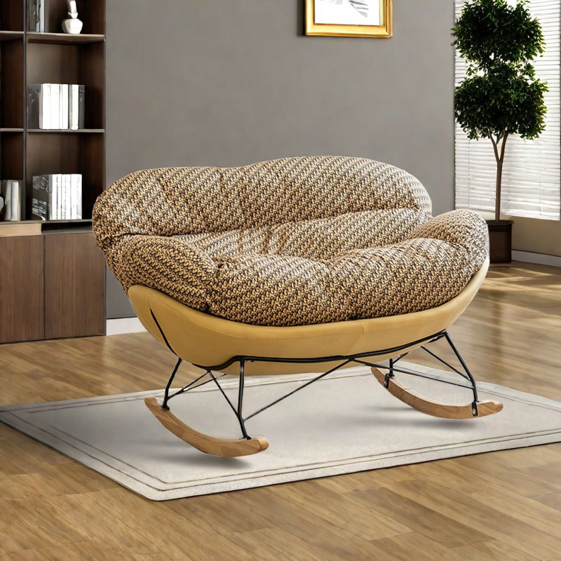 Chaise berçante confortable à conception intégrée, Jaune, Jaune