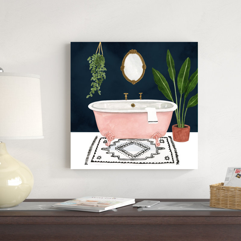 Boho Bath II, H 20 po x l 20 po, Impression avec cadre érable, Oui