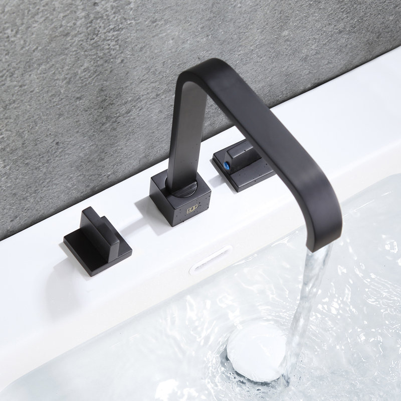 Robinet de salle de bain à large entraxe, Noir mat