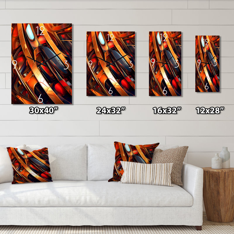 Orange Gold Abyssal Vortex - Fractals Wall Clock, Small