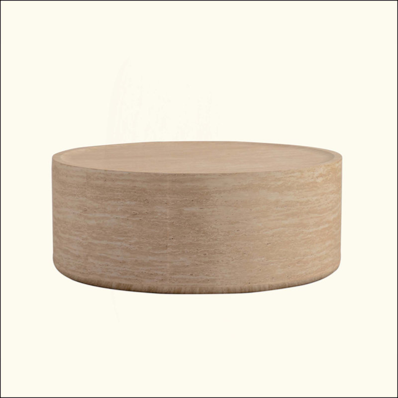 Table basse ronde moderne avec motif Mars, entièrement assemblée, aucun assemblage requis