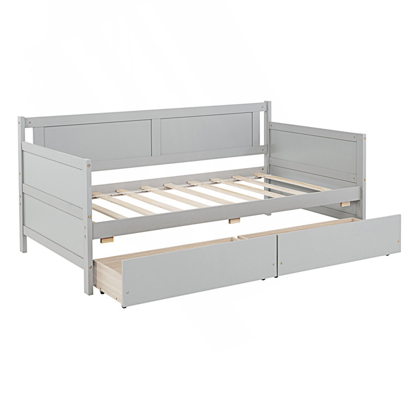 Lit de jour simple avec deux tiroirs de rangement, Grey