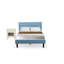 Ensemble de lit 2 pièces Fannin avec 1 structure pour très grand lit et une table de chevet moderne brossée au beurre brossé Mid-Century - Fabrication fiable et robuste - Lit en lin bleu denim-1545697503-1545865185