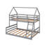 Lit superposé simple au dessus d'une maison double avec toit et échelle intégrée, structure de lit superposé au sol en bois massif