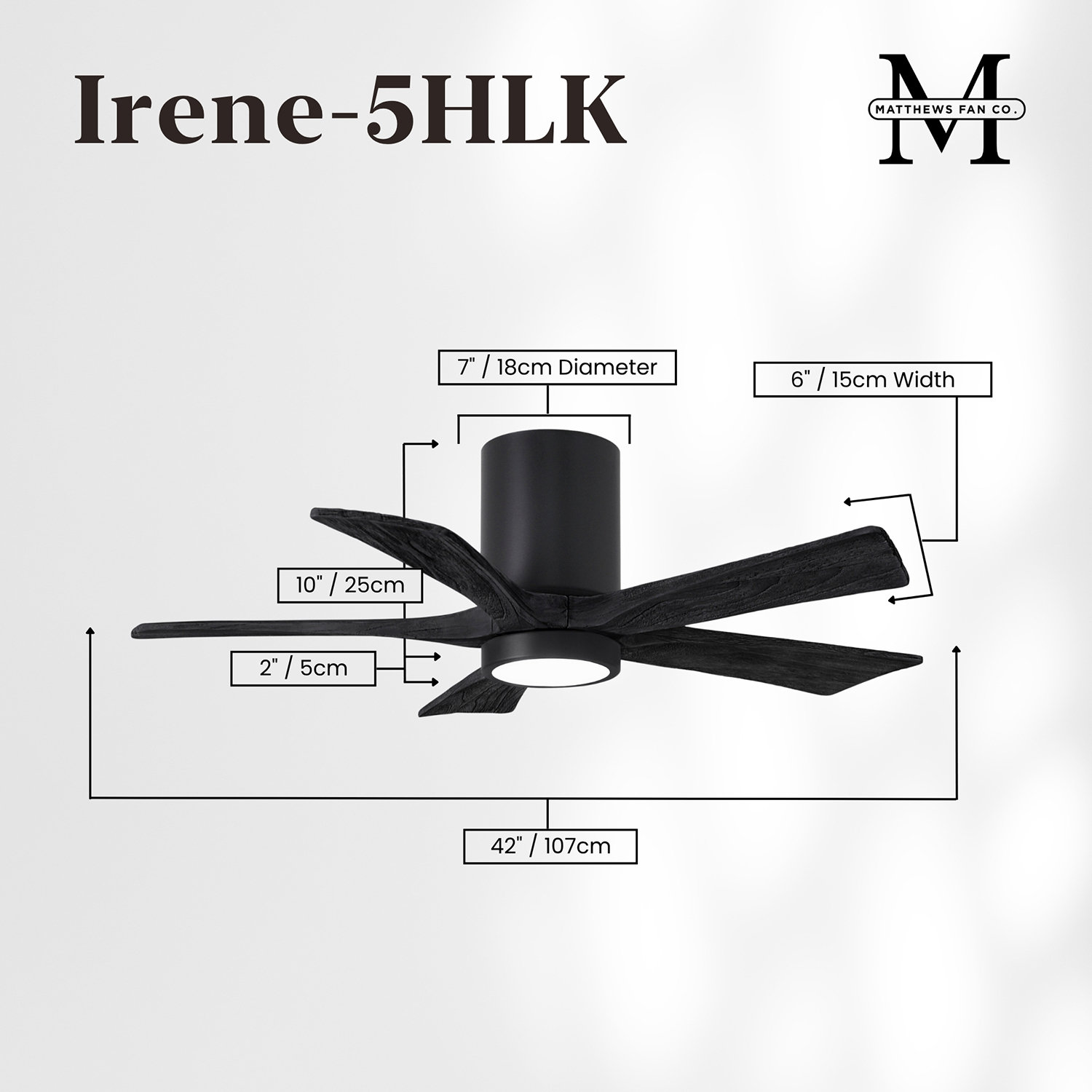 Irene Ceiling Fan with LED Light Kit, Matte Black, Matte Black, 42"