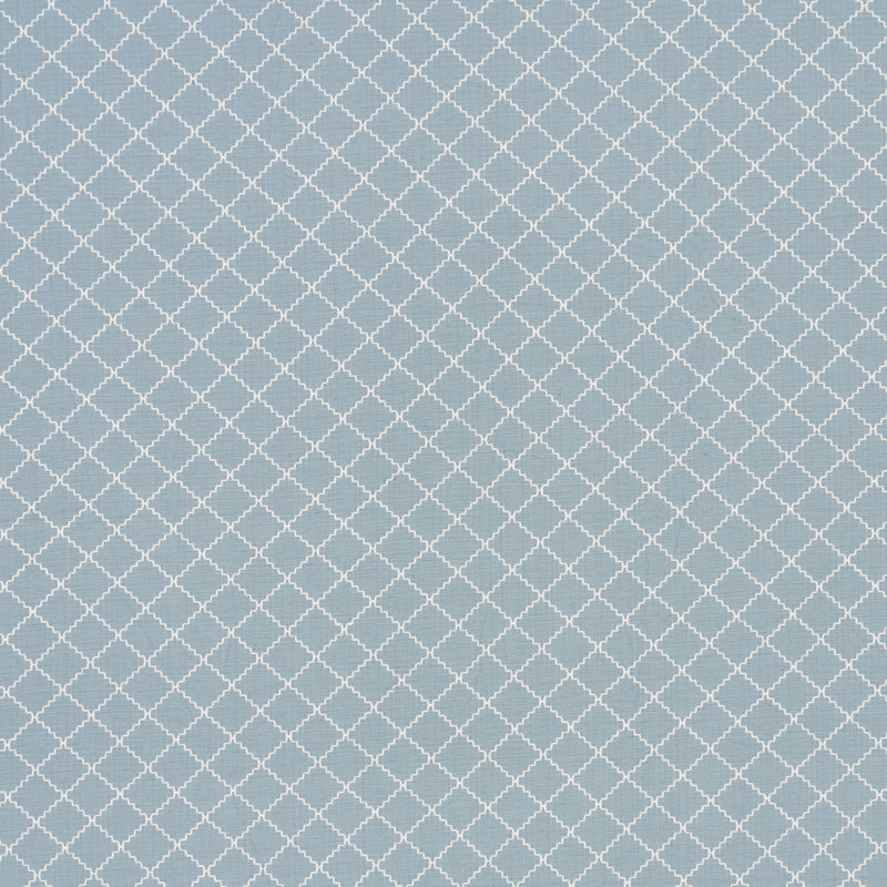 Schumacher x Mark D. Sikes Maggie Lattice Fabric, China Blue
