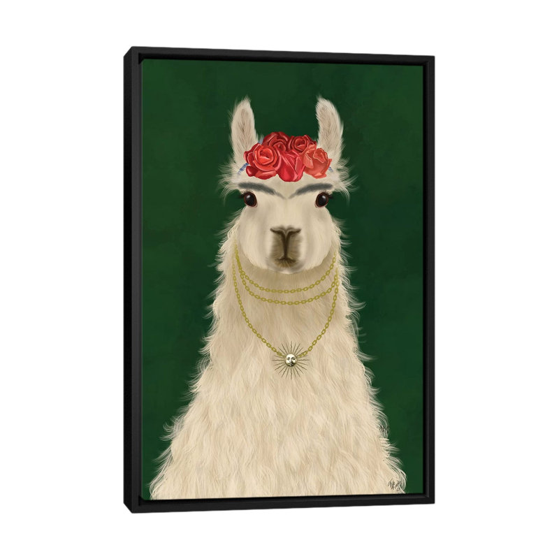 «Llama F» par Fab Funky - impression d'art graphique, Aucun mat, H 26 po x l 18 po x 1,5 po, Toile avec cadre noir