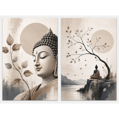 Très grand ensemble de 2 Bouddha sérénité, impression murale sur toile 24 x 36 pouces, méditation zen, décor, nature spirituelle, pleine conscience, chambre à coucher, salon, calme, décor à la maison, prêt à être accroché