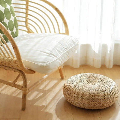 Straw Flat Seat Cushion Handmade Floor Pouf Mat Ottoman Footstool For Meditation Zen Yoga Practice Or Buddha