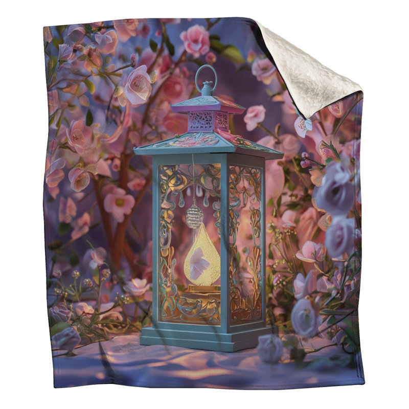 Lanterne florale avec couvertures en fleurs, L 50 po x H 60 po