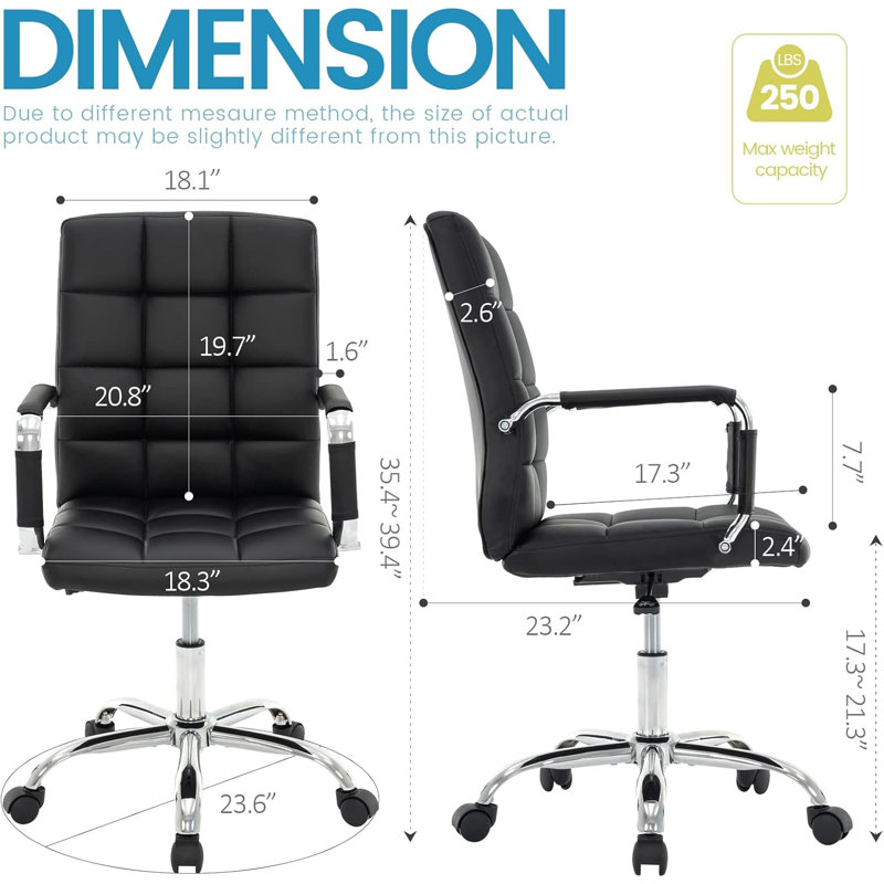 Fauteuil de bureau Kundra, Noir