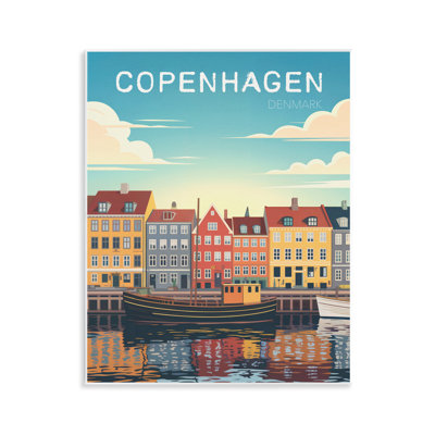 Plaque murale du paysage urbain de Copenhague avec rivière, design par Andreas Magnusson