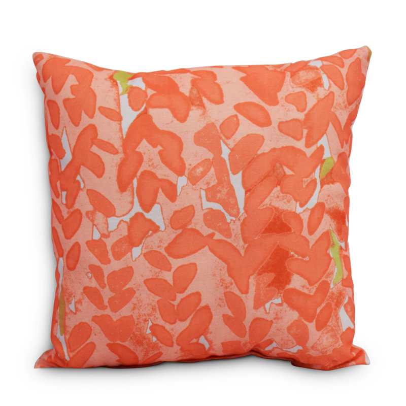 Housse et insert de coussin carré fleur, Corail, 16 po x 16 po, Intérieur