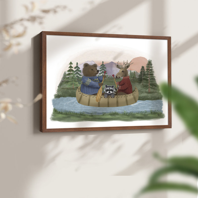 River Trip -Framed Print - Restickable, 16" H x 20" W, Walnut