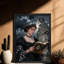 «Black Gothic Lady», art mural noir, impression de cadre fantaisiste foncé-333926672