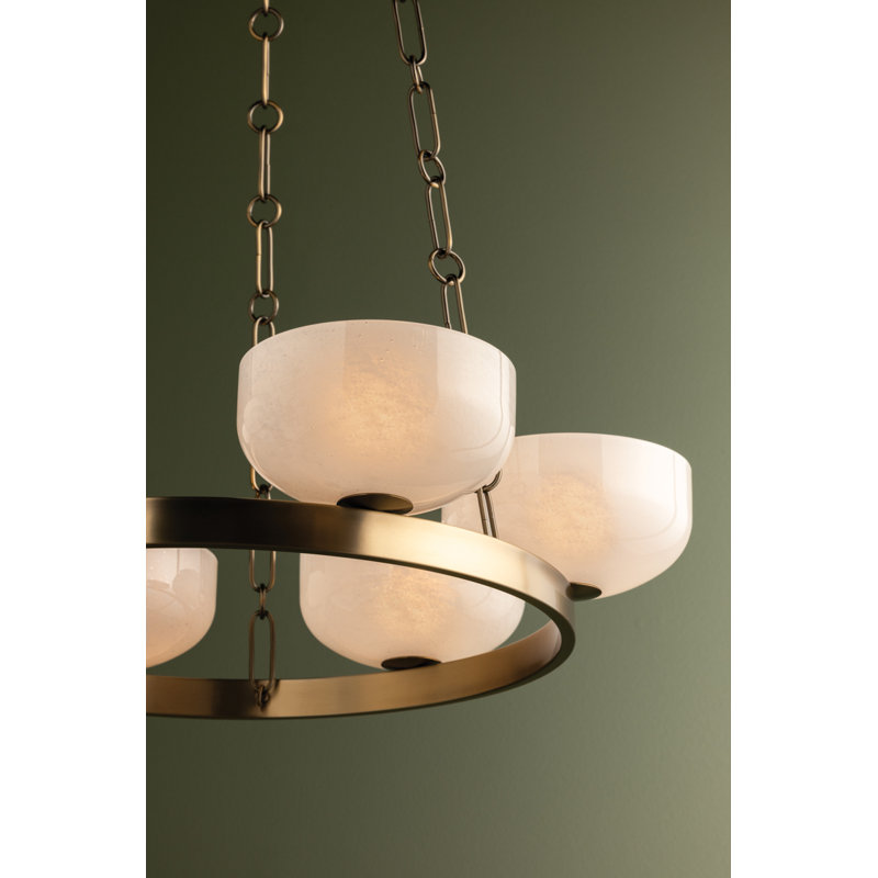 Troy Lighting Caelum Chandelier in Patina Brass, 6 Lights, 6" H x 32.25" W x 32.25" D