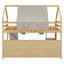 Lit mezzanine simple avec structure en forme de maison et tente-147179747