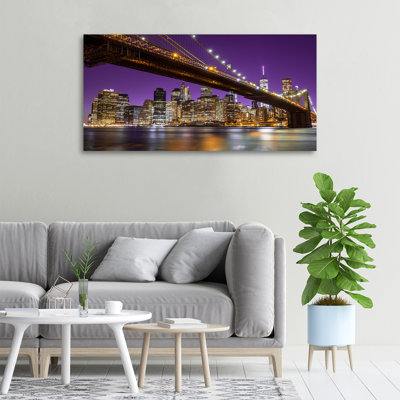 Manhattan By Night - Wrapped Canvas Print
