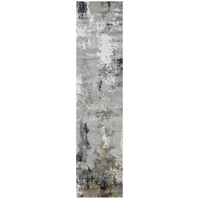 Abstract Area Rug in Black/Gray/Green/Brown