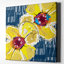 «Yellow Poppies on Blue» par Linda Woods, reproduction d'art sur toile tendue-24810216