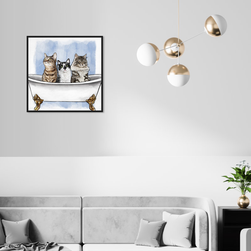 «Cats in the Tub - Floater Frame», impression sur toile, H 20 po x l 20 po, Cadre flottant noir